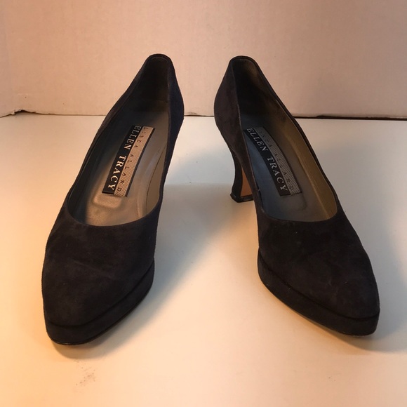 Ellen Tracy Blue Suede Platform Heels Size 7.5 - Picture 2 of 8